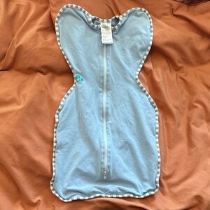 Love to Dream Blue Swaddle with Striped Trim